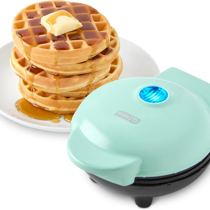 Compact Mini Waffle Maker – Nonstick, Perfect for Kids & Families, Aqua
