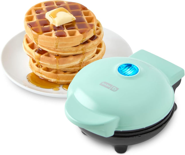 Compact Mini Waffle Maker – Nonstick, Perfect for Kids & Families, Aqua