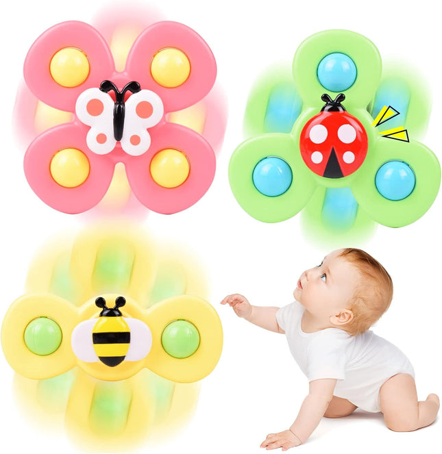 3PCS Suction Cup Spinner Toys for Babies – Sensory Fidget Spinners for Toddlers
