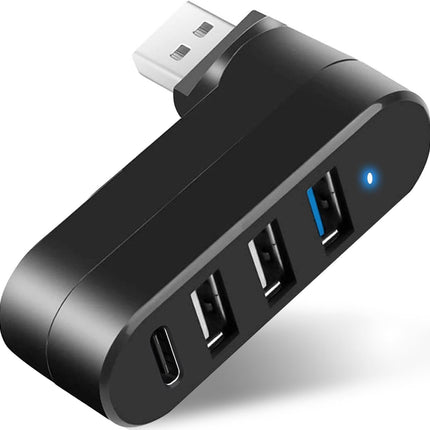 4 Port USB 3.0 Hub Rotatable USB Splitter with USB C PD Power Port