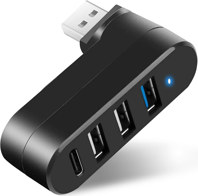 4 Port USB 3.0 Hub Rotatable USB Splitter with USB C PD Power Port