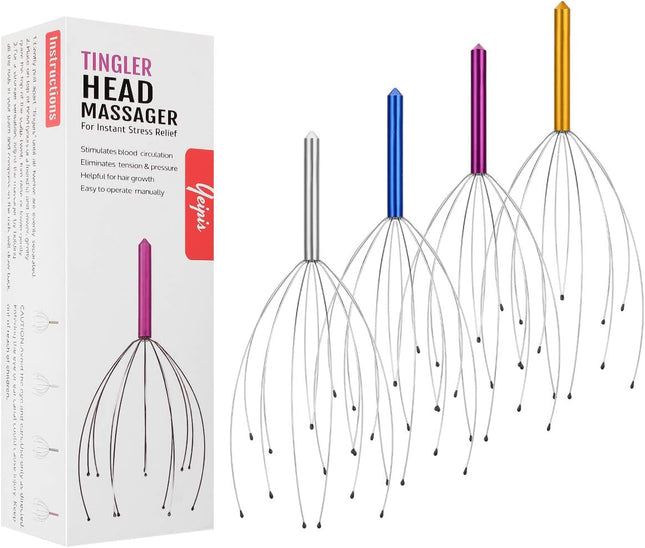 4 Pack Scalp Massager Handheld Head Massage Scratcher Hair Stimulator Stress Relief
