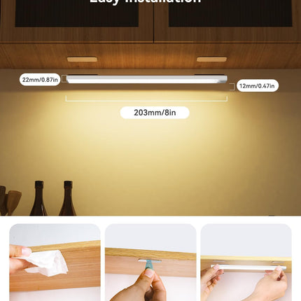 6 Pack 8 Inch Rechargeable Motion Sensor Under Cabinet Lights with Charging Station