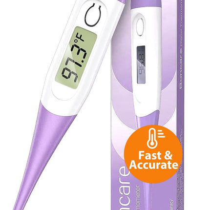 10-Second Oral Thermometer for Adults & Kids, Purple Digital Fever Alarm, Baby Safe