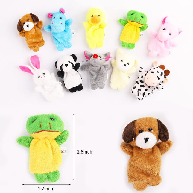 10Pcs Finger Puppets Set – Soft Plush Animal Toys for Kids, Party Favors & Playtime