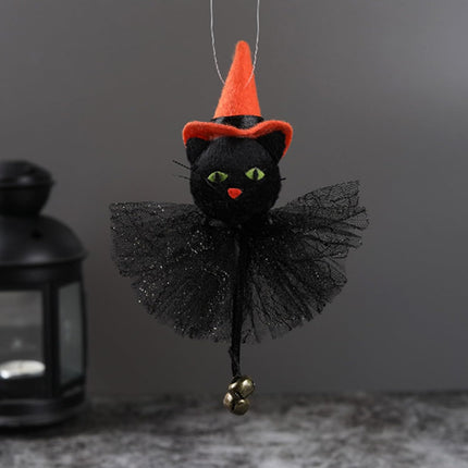 4-Piece Halloween Hanging Ornaments, Pumpkin Ghost Witch Black Cat Party Decor