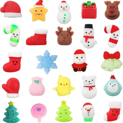 24 PCS Holiday Mochi Squishy Fidget Toys for Kids Boys Girls Stocking Stuffers