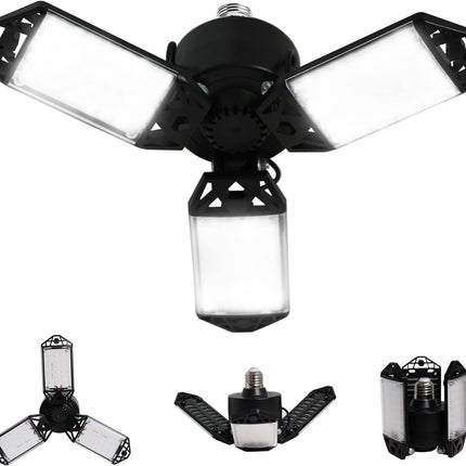 80W LED Garage Light 8000 Lumens 6500K with 3 Adjustable Panels E26 E27 Base