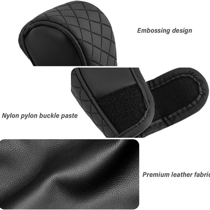 Leather Gear Shift Cover, Diamond Embroidery Shift Knob Protector for Cars Black Red