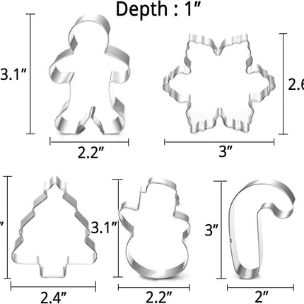 5-Piece Christmas Cookie Cutter Set – Snowman, Tree, Gingerbread & More