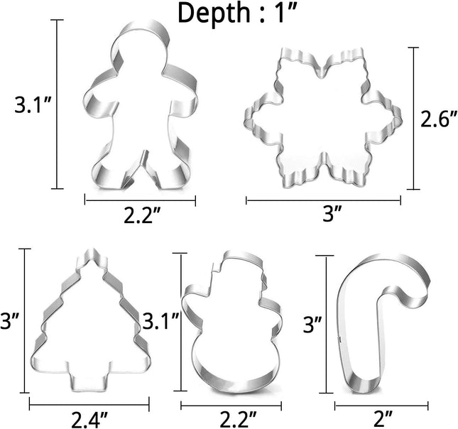 5-Piece Christmas Cookie Cutter Set – Snowman, Tree, Gingerbread & More