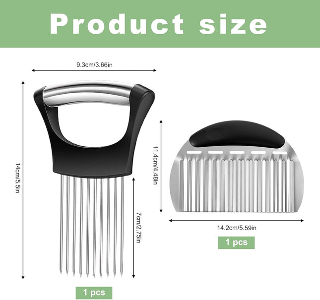 Onion Slicer & Crinkle Cutter – Stainless Steel, Multi-Use Chopper for Kitchen