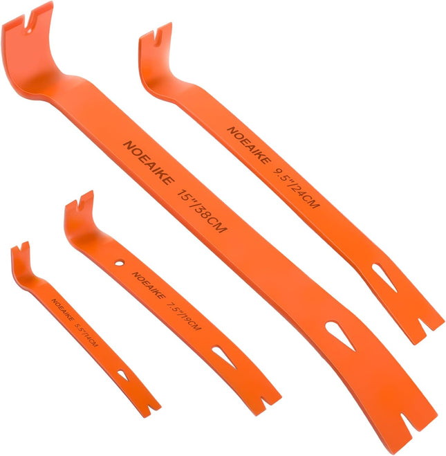 4-Pack Pry Bar Set – 5.5"–15" Crowbars with Nail Puller, Heavy Duty