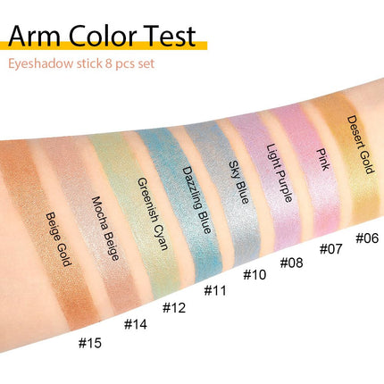 8Pcs Cream Eyeshadow Stick Set Shimmer Eye Shadow Palette 02 Colors