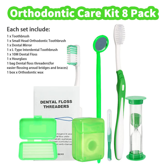 Braces Cleaning Kit – Portable Orthodontic Toothbrush, Wax, Floss & Interdental Brush