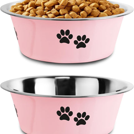 3.6 Cup Stainless Steel Dog Bowl – Skid-Proof, Spill-Resistant, Insulated for All Breeds (Pink)