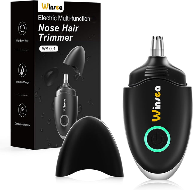 USB Rechargeable Ear & Nose Hair Trimmer Waterproof Travel Shaver Black