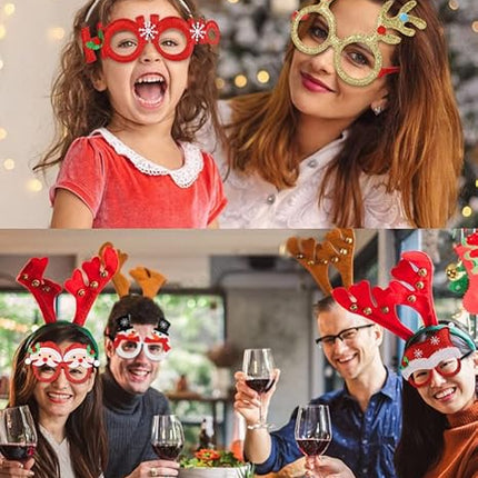 9 Pack Christmas Party Glasses – Glitter Holiday Eyeglass Frames