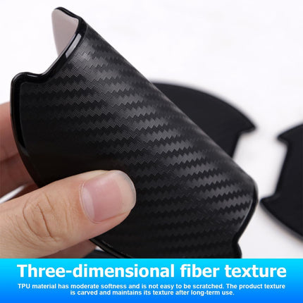 4PCS Large TPU Car Door Handle Cup Protectors 3D Carbon Fiber Scratch Guard Film