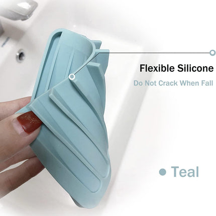 3-Piece Silicone Soap Dish Set Self-Draining Soap Savers in White Grey Teal