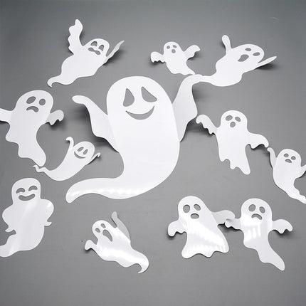3D Halloween Ghost & Black Bat Wall Stickers, DIY Window, Door & Room Decor