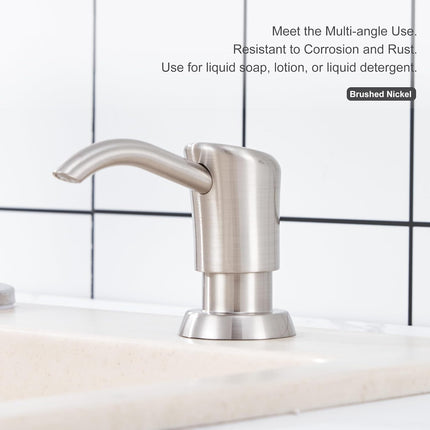 Sink Soap Dispenser – Built-in, Brushed Nickel Pump with 17oz PET Soap Bottle