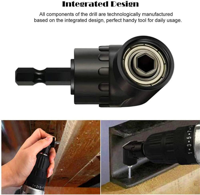 Right Angle Drill Adapter Set – 4-in-1 360° Rotating Socket for Household & Industry