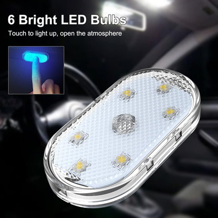 4Pcs Wireless Car LED Interior Lights, 7 Color USB Rechargeable Night Lamps