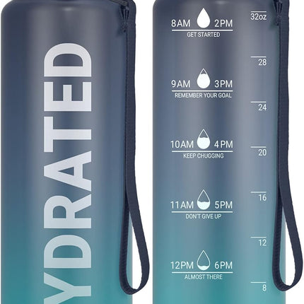 32oz Motivational Water Bottle Tritan BPA Free Leakproof Time Marker