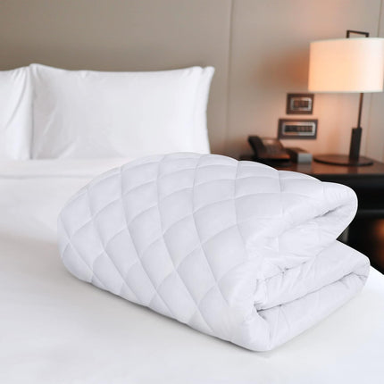 Queen Quilted Fitted Mattress Pad – Deep Pocket, Machine Washable, White