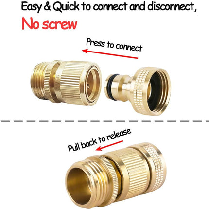Garden Hose Quick Connect – Solid Brass Fittings, 3/4 inch GHT, 2 Sets Included
