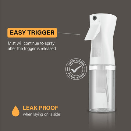 2 Pack Continuous Spray Bottles Ultra Fine Mist Sprayer 200ml Hair Styling
