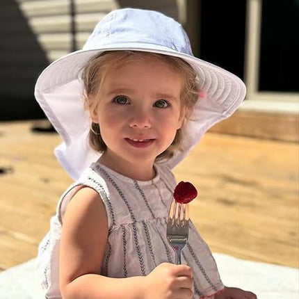 Toddler Baby Sun Hat, Adjustable Wide Brim Bucket Hat for Kids 0-14 Years