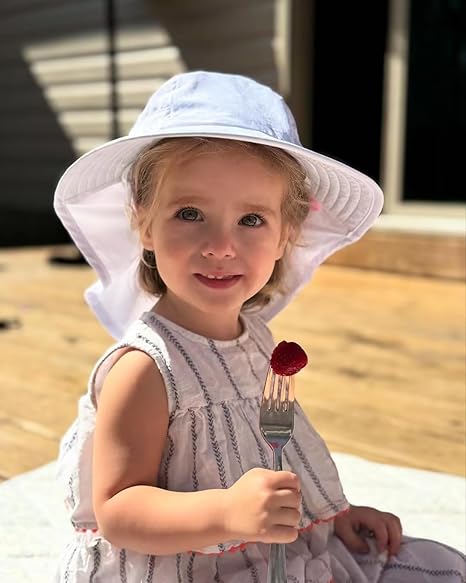 Toddler Baby Sun Hat, Adjustable Wide Brim Bucket Hat for Kids 0-14 Years