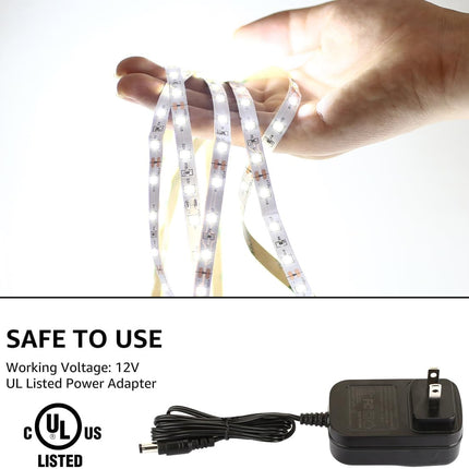 16.4ft White LED Strip Lights 6000K 300 LEDs Dimmable 3M Adhesive LED Tape