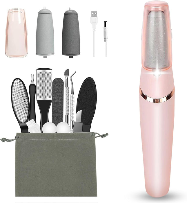 12-in-1 Electric Foot Callus Remover, Rechargeable Pedicure Kit for Dry Skin & Feet Care