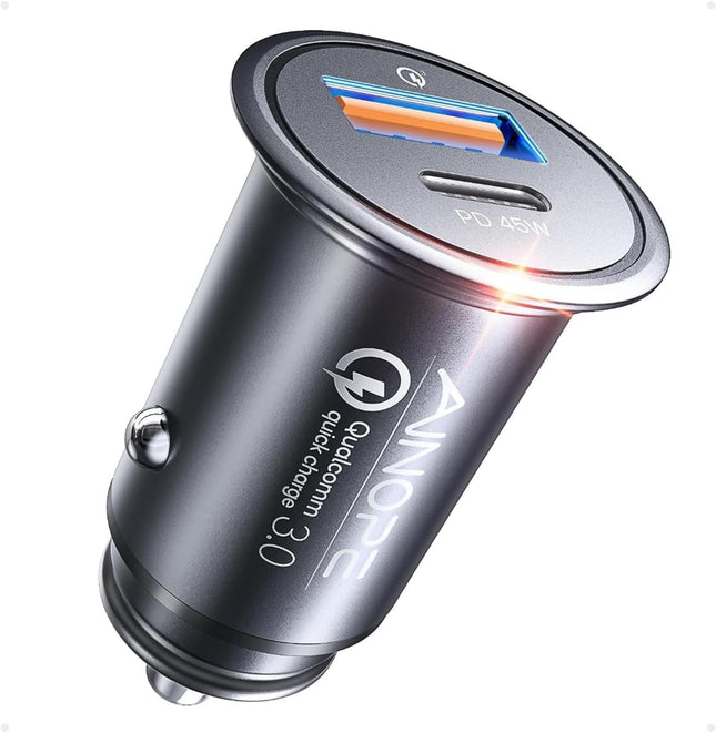 67.5W Car Charger, PD & QC Fast Charging USB-C Adapter for iPhone & Samsung