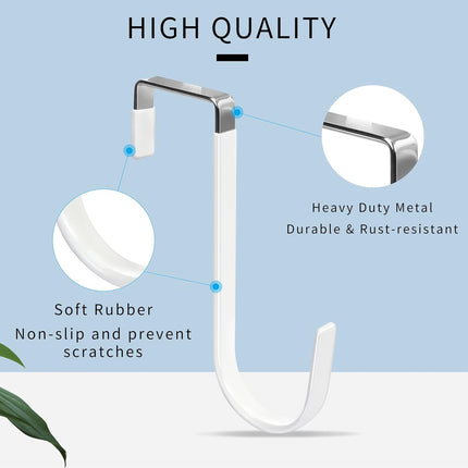 4-Pack Over the Door Hooks – Heavy Duty, Rubber, White, Scratch-Free