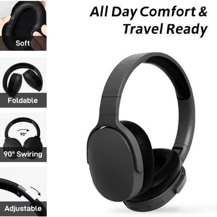 Wireless HiFi Headphones – Noise Cancelling, Deep Bass, Over-Ear for Phones & Tablets