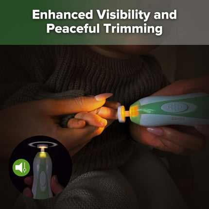 Electric Baby Nail File with LED Light, 6 Heads, Quiet Motor & Storage Case