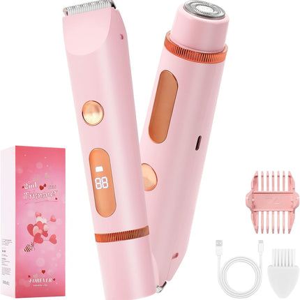 2 in 1 Women Electric Shaver Bikini Trimmer IPX7 Waterproof Wet Dry