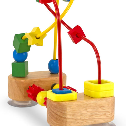 Wooden Bead Maze Baby Toy with Suction Cups Toddler Learning Toy Ages 1+