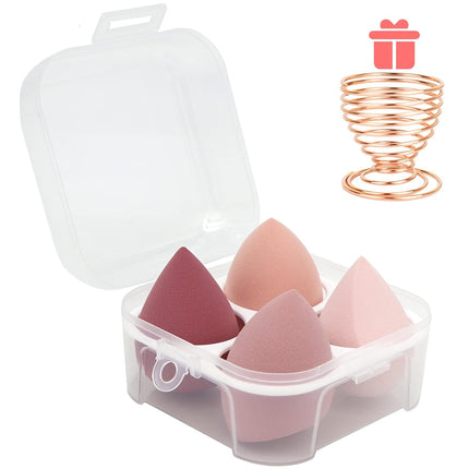 4PCS Makeup Blending Sponges Set with Holder Case for Cream Liquid Powder