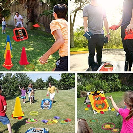3 in 1 Carnival Games Set with Cones, Bean Bags and Ring Toss for Kids
