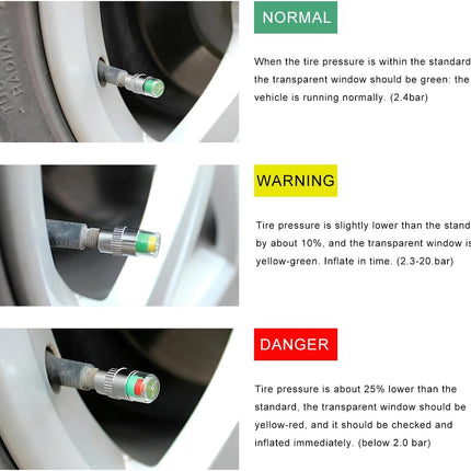 8PCS Tire Pressure Monitor Caps – 36PSI, 3-Color Eye Alert for Cars, Trucks, SUVs