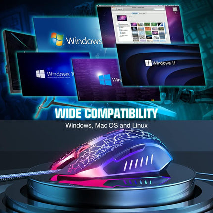 RGB Gaming Mouse Wired Ergonomic 6 Button Adjustable DPI for Computer