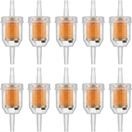 10 Pack 1/4" Inline Fuel Filters, Universal Gas Filters for Mowers, Motorcycles, Engines