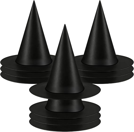 10-Piece Hanging Witch Hats with 157FT Line, Floating Halloween Indoor Outdoor Decor