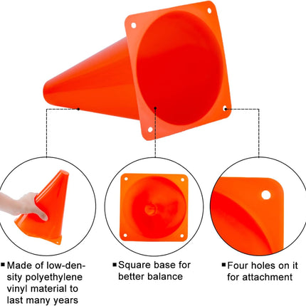 24 Pack 7-Inch Sports Training Cones, 6 Colours, Stackable Plastic Markers with Mesh Bag