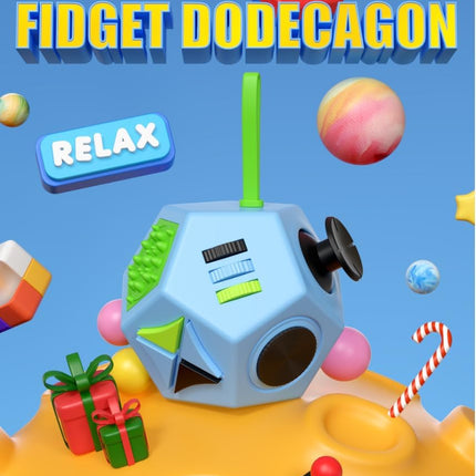 Fidget Dodecagon 12 Sided Stress Relief Toy Silent Cube for Kids and Adults Blue Sky